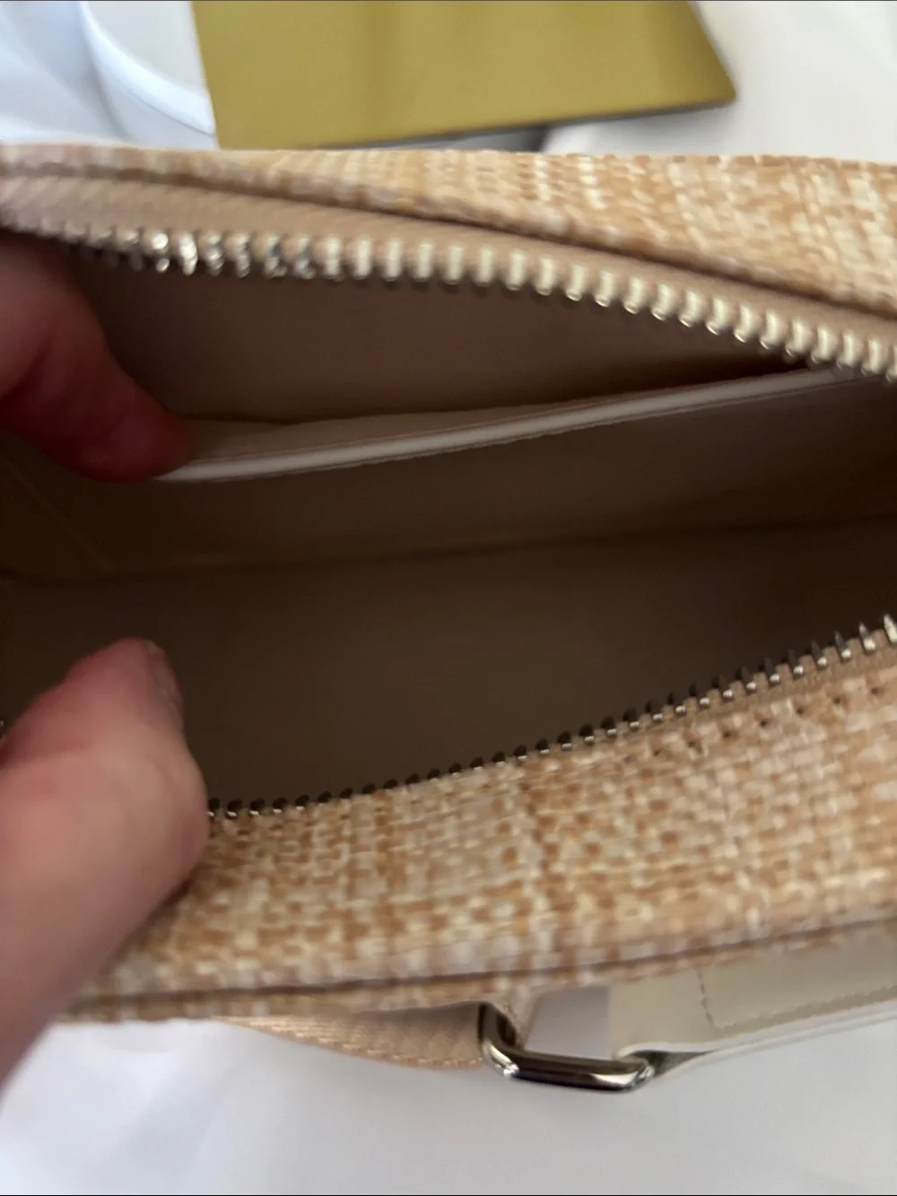 Vintage Havana Beige Woven Crossbody with Gold Star